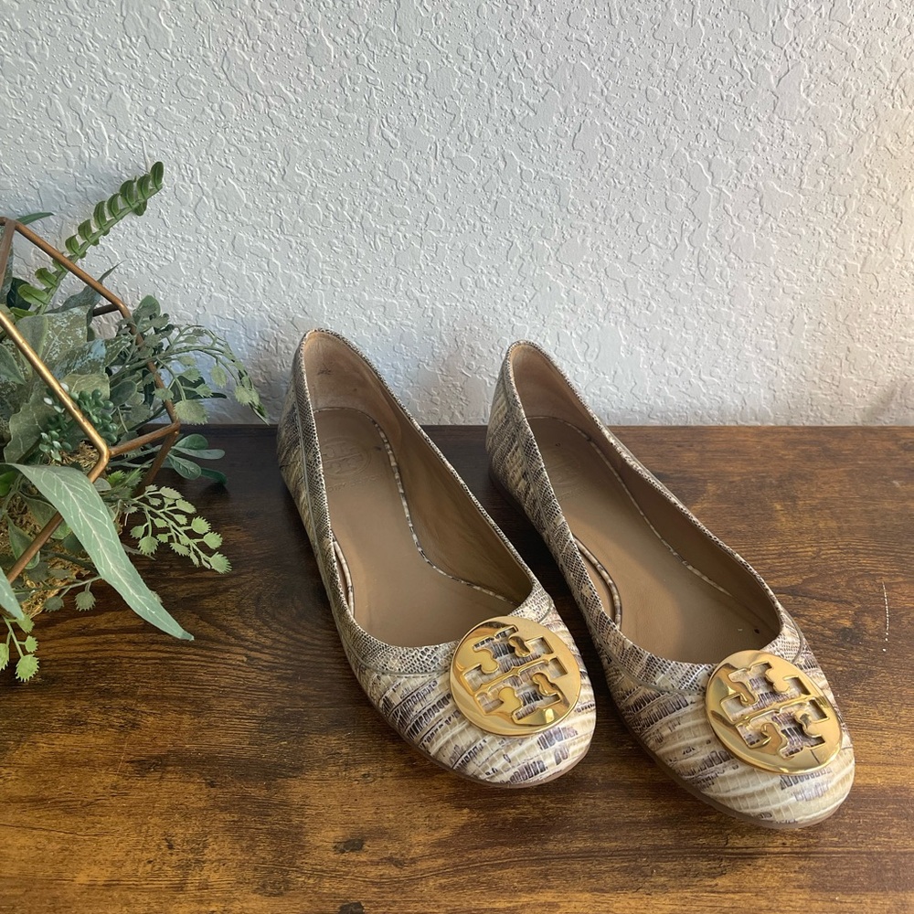 Tory Burch - Reva Flat Tejus Lizard printed ballet flats- Women's size 7